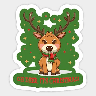 Oh Deer It's Christmas Reindeer Sticker